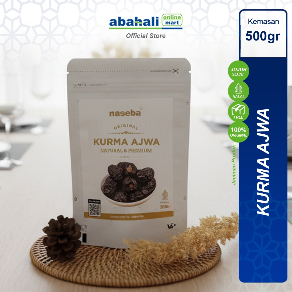 Naseba Kurma Ajwa 500 gram Premium Jumbo Original Kurma Nabi Ajwa Madinah Oleh Oleh Haji dan Umroh