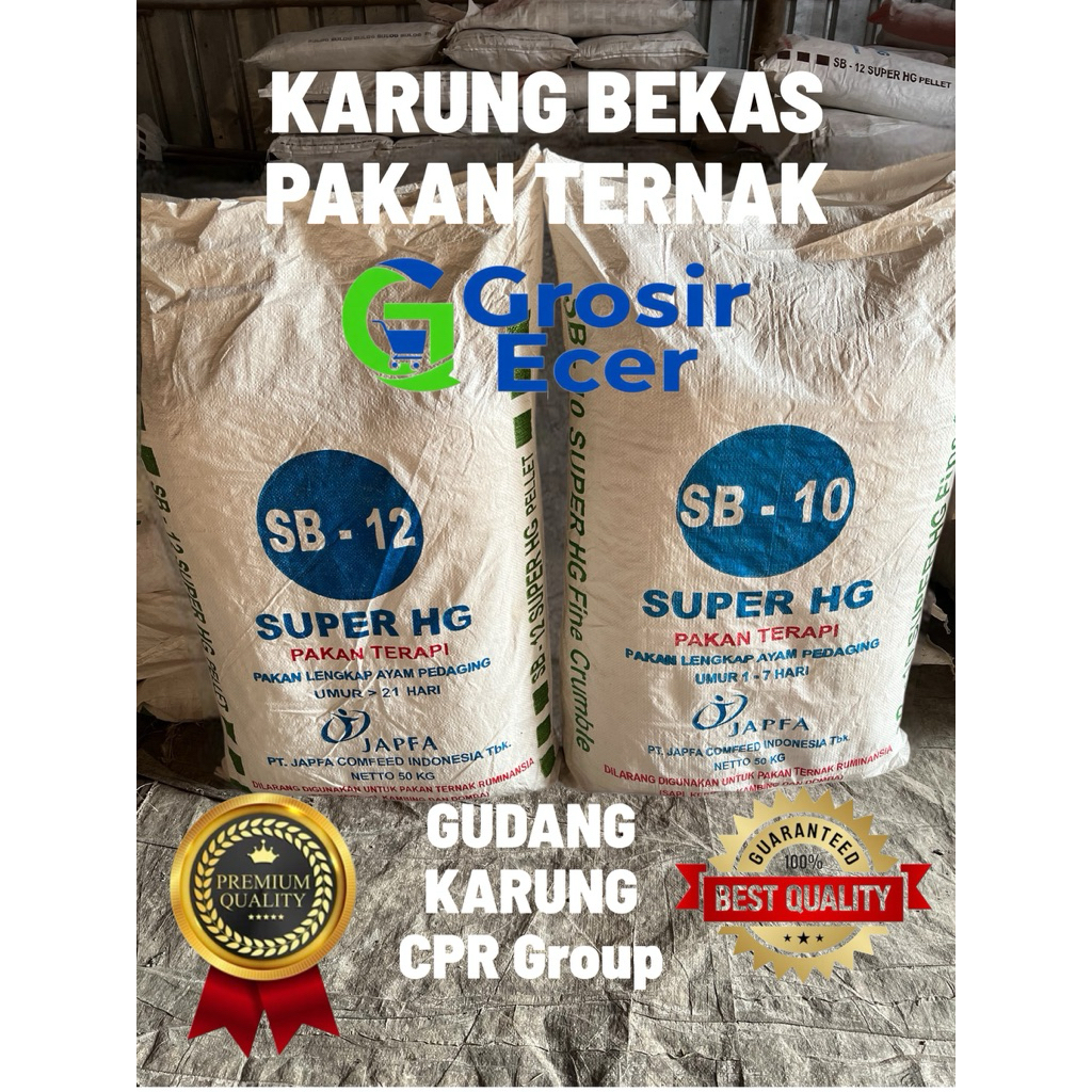 KARUNG PLASTIK BEKAS PAKAN AYAM 50kg ISI50lembar WADAH GABAH