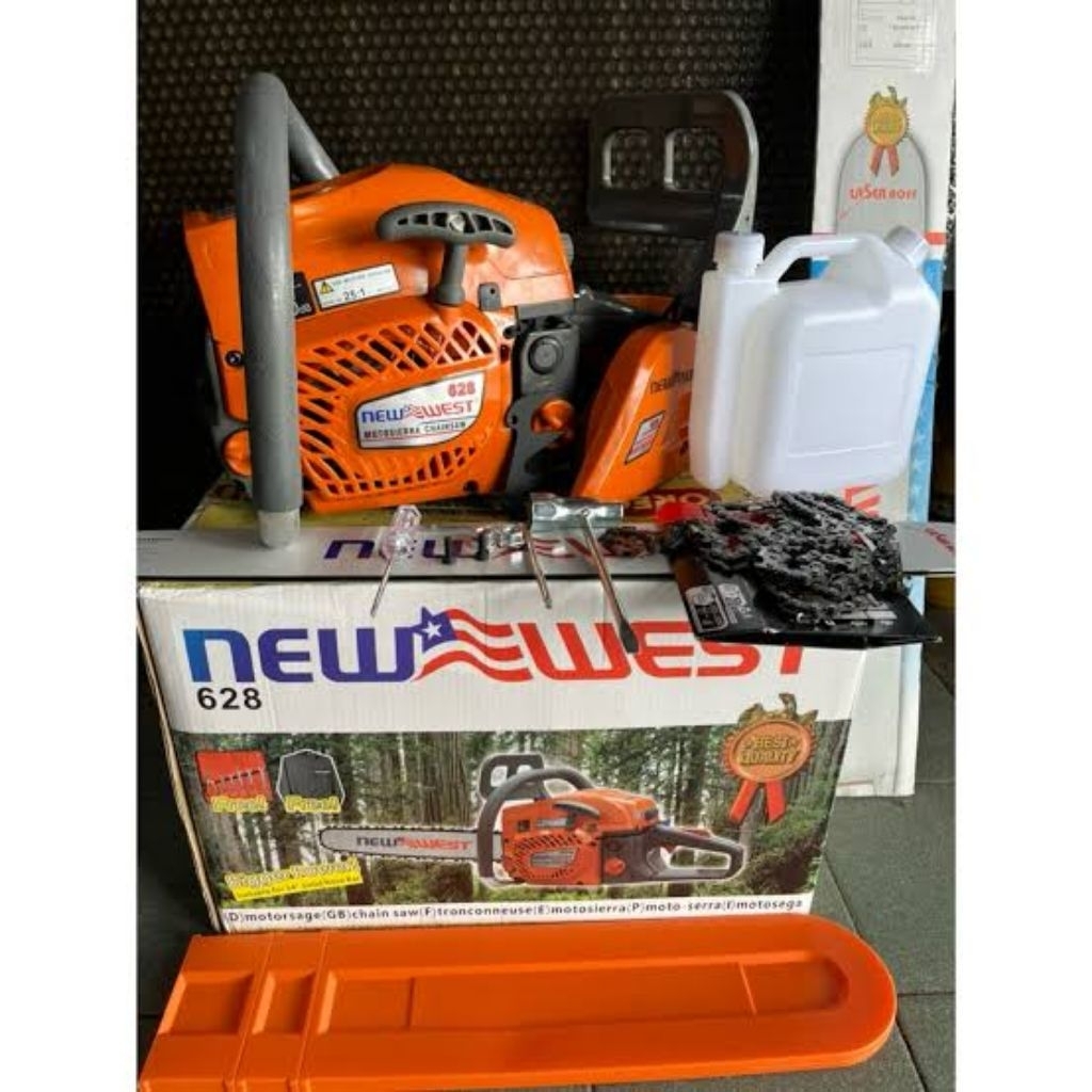 Mesin Chainsaw NewWest 628 Bar 24"/Senso NewWest 628 Bar 24inc KOMPLIT