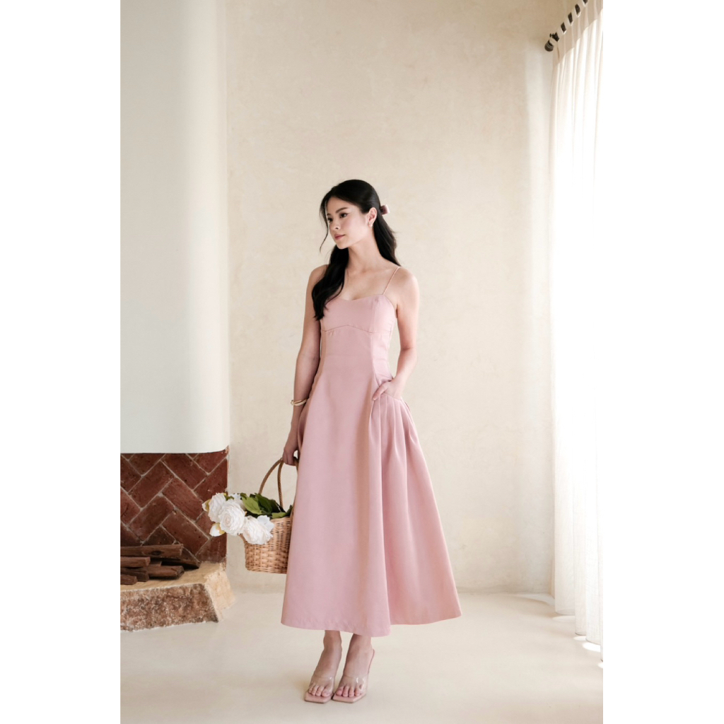 GISOU – Rosea A-line Pocket Satin Dress | Blush Pink | Dress Kondangan – Bridesmaid Dress
