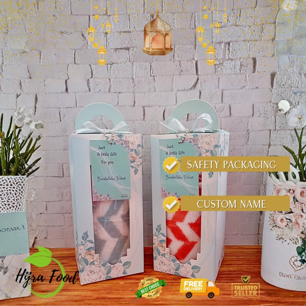 Souvenir Hampers Handuk 100x50 Souvenir Baby Born Wedding Aqiqah Custom Hang Tag