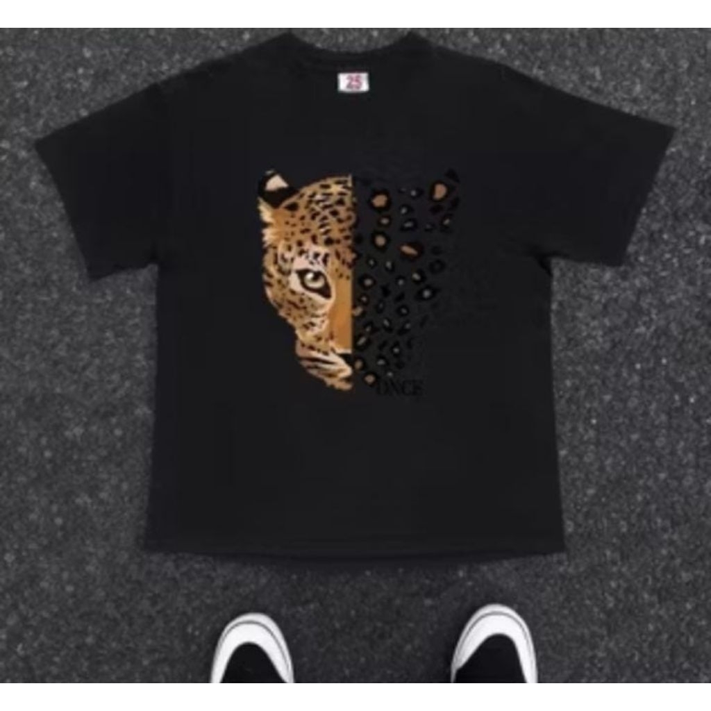 American retro Style T-shirt Oversize Original Harimau print top | Atasan Lengan pendek