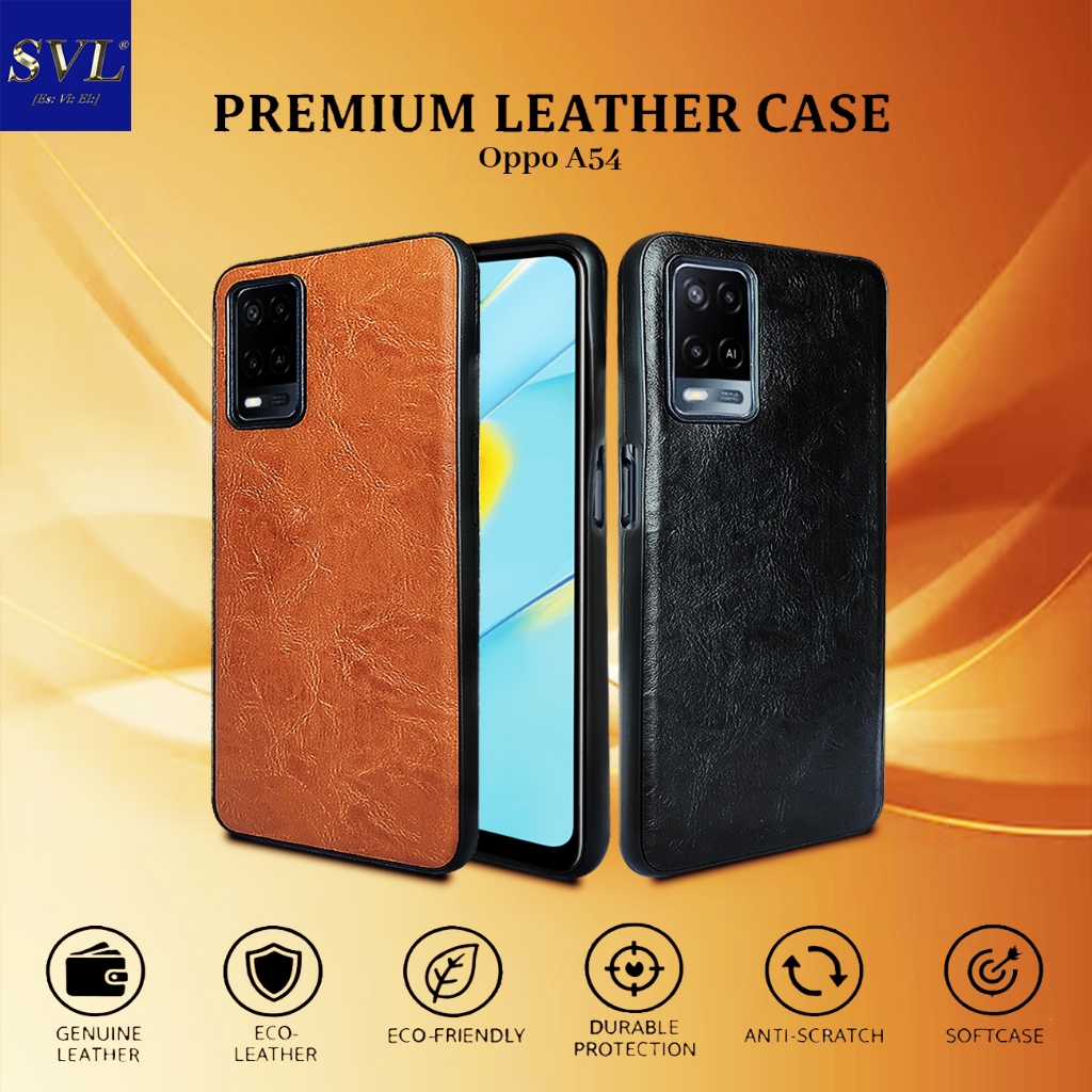 [ CUCI GUDANG ] Casing Hp Oppo A54 Premium Leather Case Softcase Casing Kulit Slim Cover