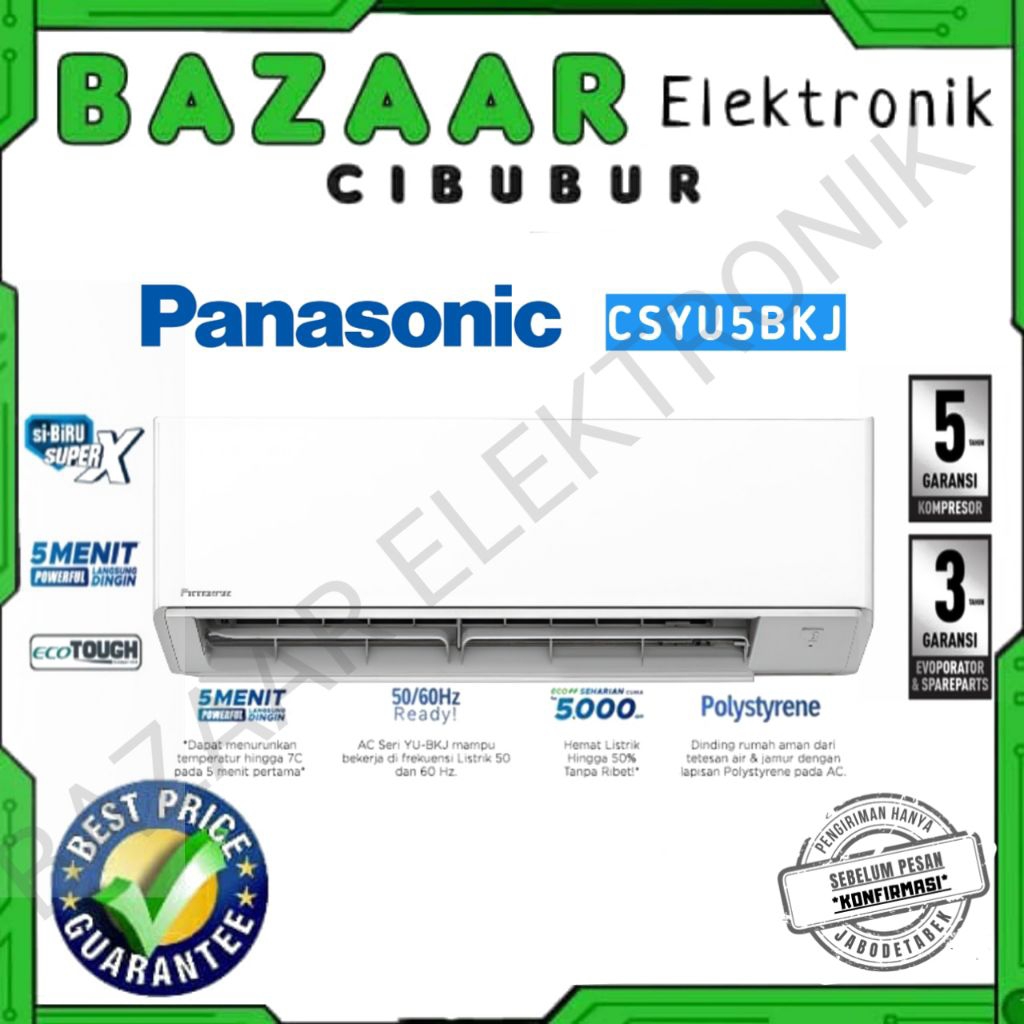 AC PANASONIC CS - YU5BKJ AC SPLITE STANDARD INVERTER R-32 0.5PK - CS/CU-YU5BKJ / AC PANASONIC CS - Y