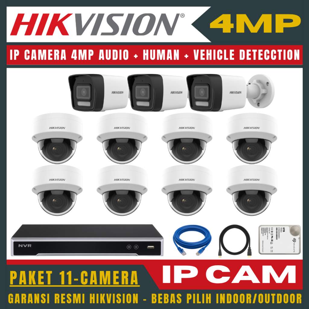 HIKVISION IP CAMERA 4MP PAKET 16 CHANNEL 11 KAMERA