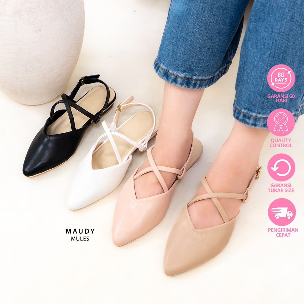Sendal Mules Wanita Keren Mewah Feminim Lebaran Formal Bahan Lentur Nyaman Remaja Murah Berkualitas 