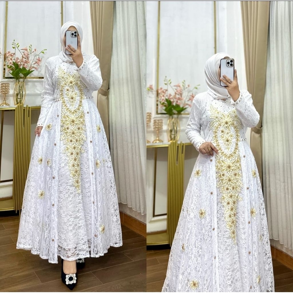 Limited Edition Gamis Brokat Bordir Elegan Baju Gamis Kondangan Terlihat Cantik Di Acara Spesial