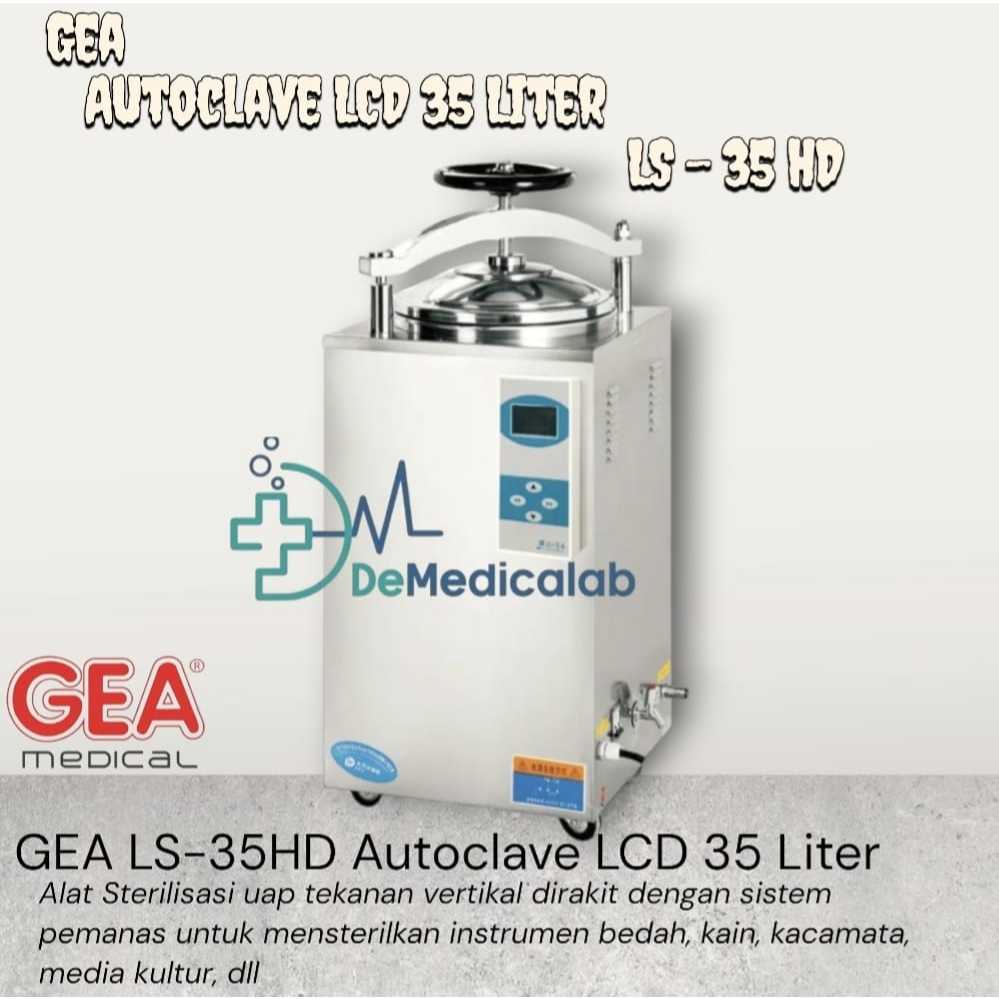 Autoclave GEA LS35HD 35 Liter Pressure Steam Sterilizer LCD Display