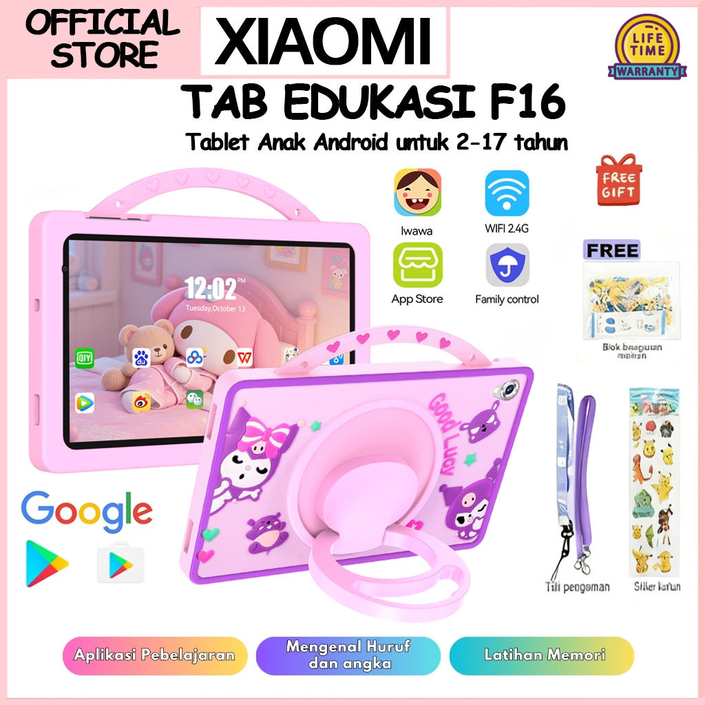 XIAOMI Tablet Anak Baru F16 RAM 6GB+128G 8.1inch Android 13 Tablet Edukasi Anak 2 Kamera Whatsapp Pl