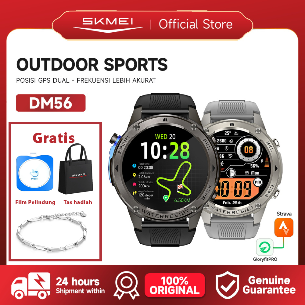 SKMEI Smartwatch DM56 Support Strava 5ATM Waterproof |Jam Tangan Smartwatch Pria | GPS Map Pace | 1.
