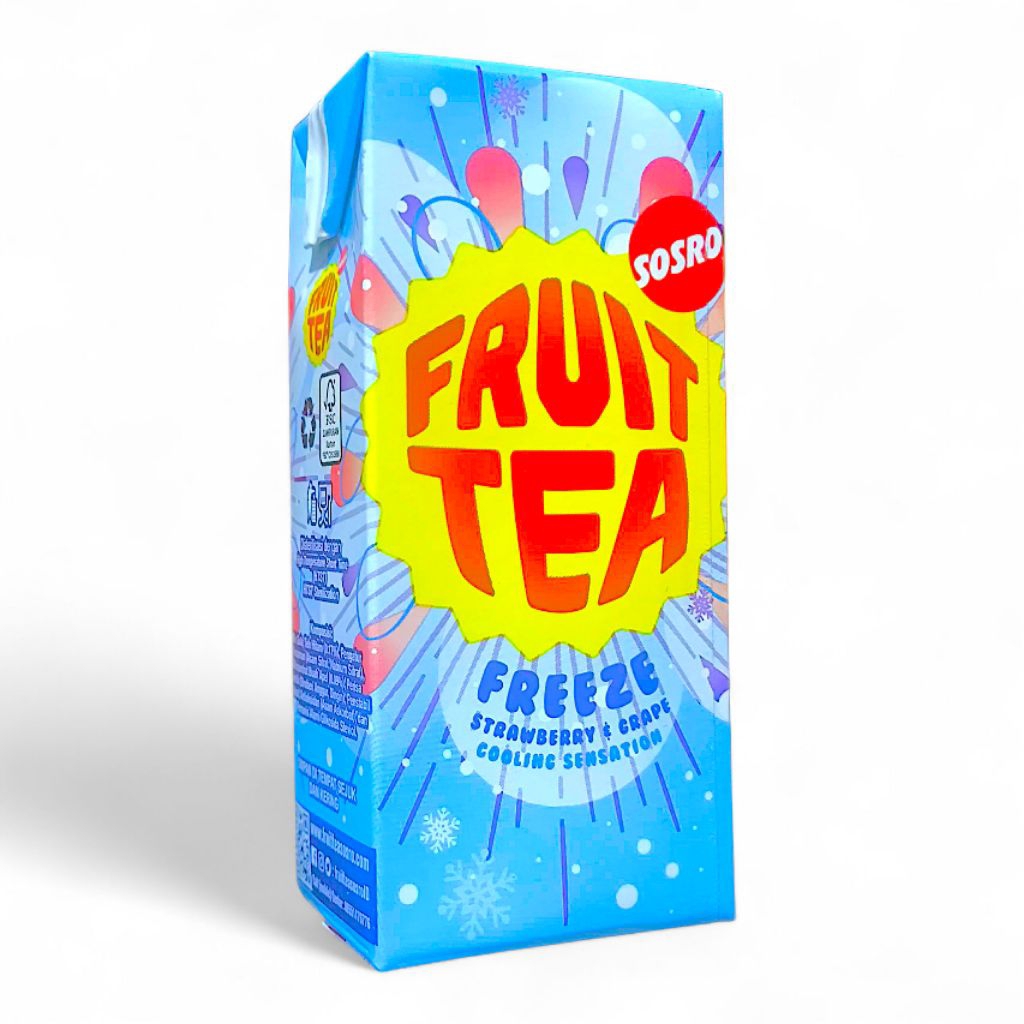 SOSRO FRUIT TEA 200ml [1 DUS Isi 24 Kotak] - Minuman Teh Rasa Buah Blackcurrant / Apel / Lemon / Fre