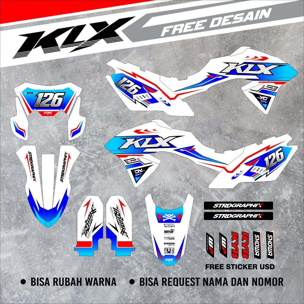 STICKER DECAL KLX BF WARNA PUTIH SIMPLE KLX 20