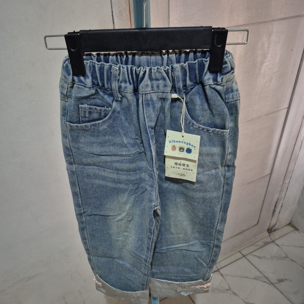 Celana jeans panjang anak perempuan rempel bawah