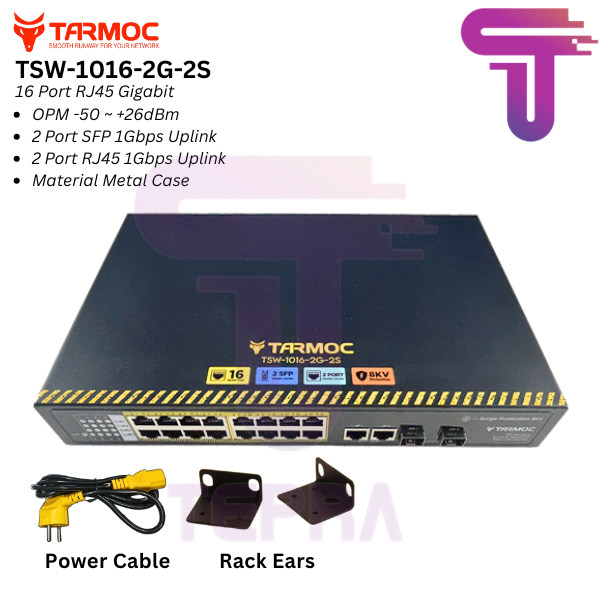 Tarmoc TSW-1016-2G-2S Gigabit 1U Switch Unmanage 16 port Metal Case