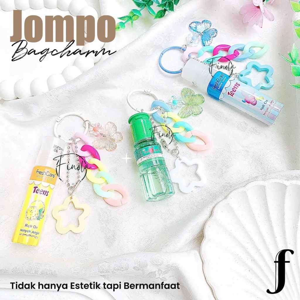 Finola Jompo Bag Charm Keychain Gantungan Tas Fresh Care Minyak Kayu Putih Gantungan Kunci Tali Bead