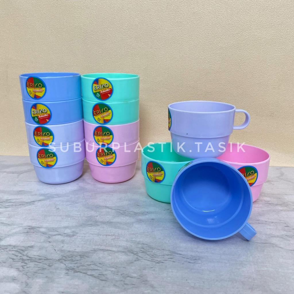 [12 pcs] Gelas Saigon Eriko Tempat Air Minum Mini Pegangan Cangkir Penglengkapan Dapur