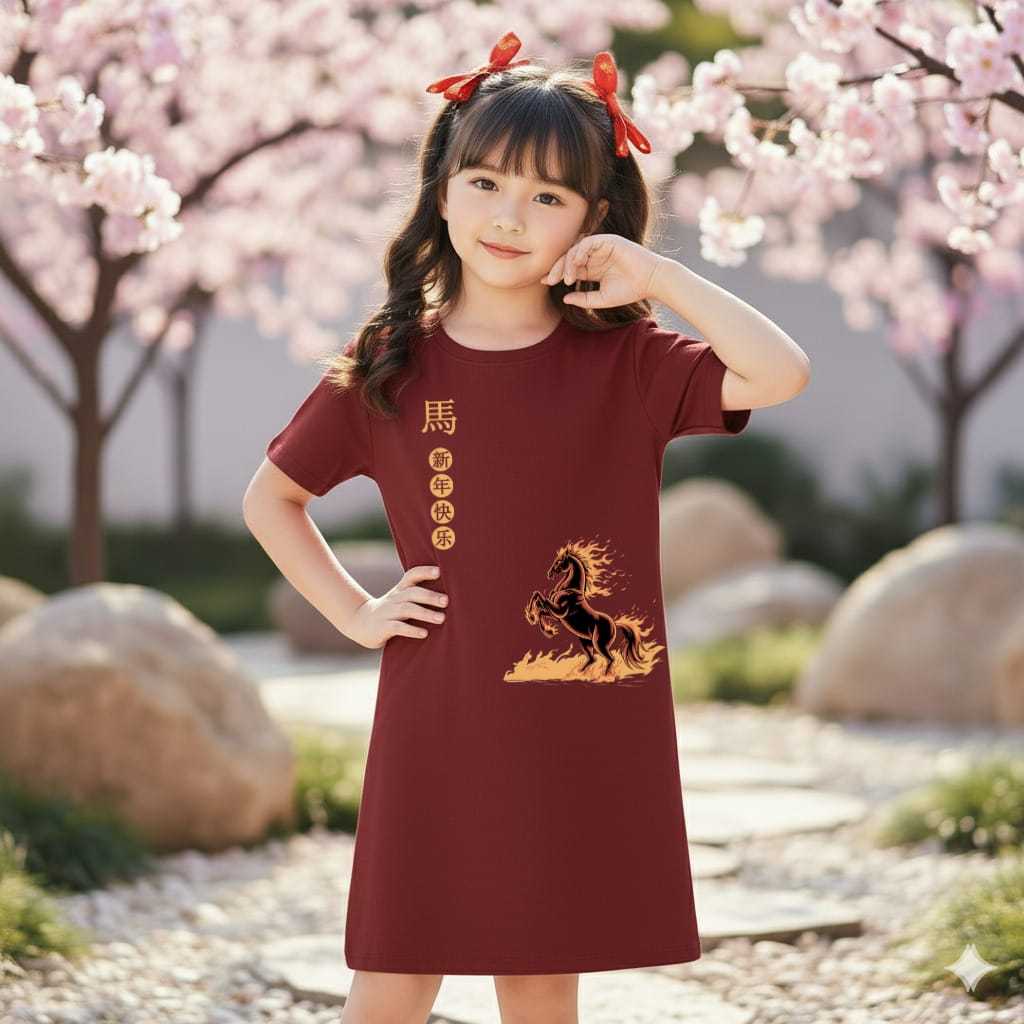 KOI - DRESS ANAK IMLEK 2026 / BAJU DRESS ANAK IMLEK TERBARU TAHUN KUDA 2026