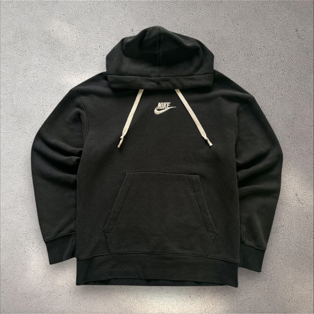 HOODIE LOGO CENTER N1K3 SECOND BLACK WASHED
