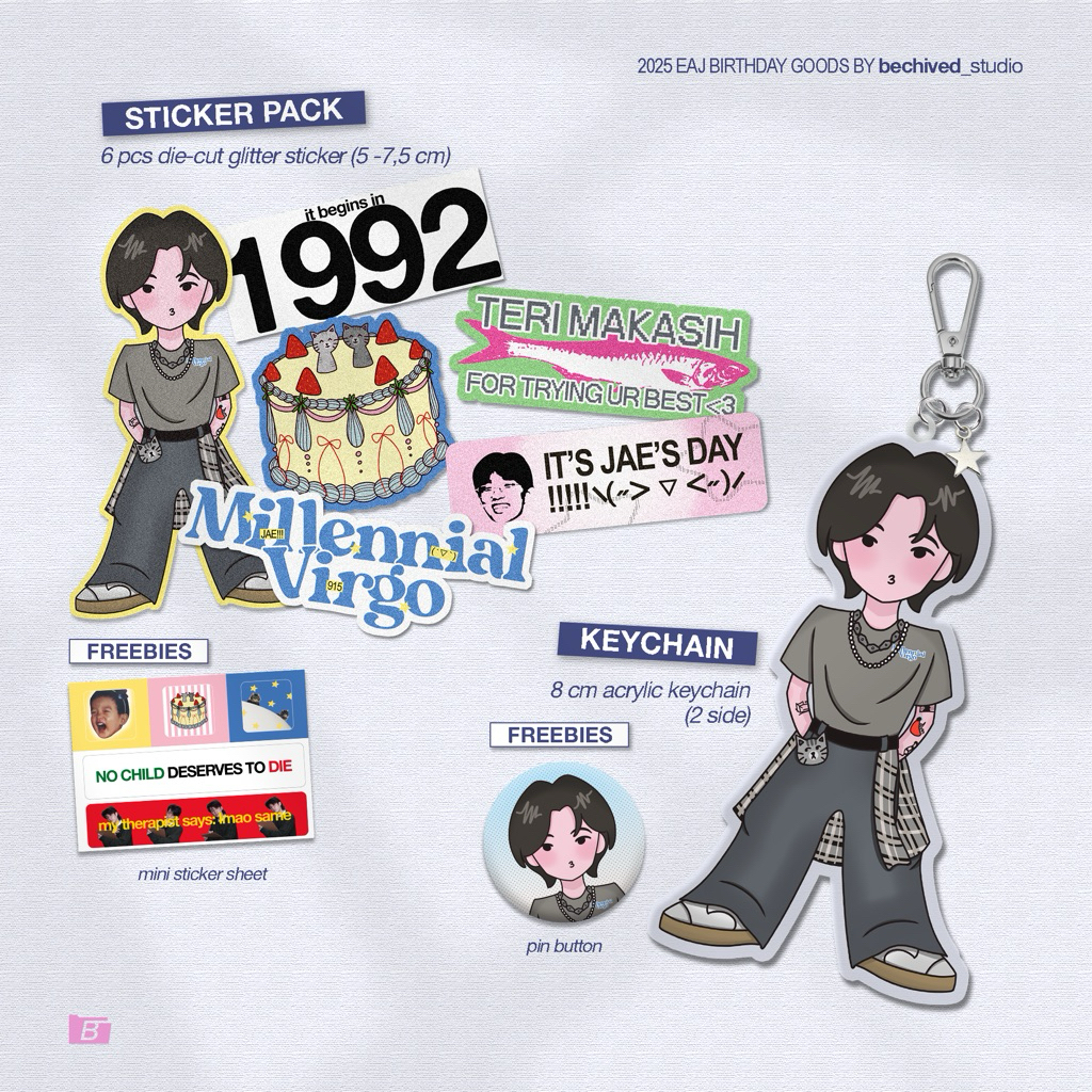 [Ready Stock] eaJ Keychain & Sticker Pack - ‘Millennial Virgo’ | FREE EAJ STICKERS