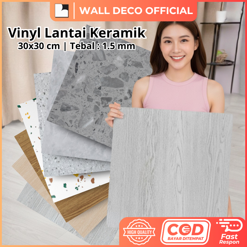 40Pcs Vinyl Flooring Sticker 30×30 cm Lantai Vinyl Stiker Vinly Sticker Lantai Marmer Granit Premium