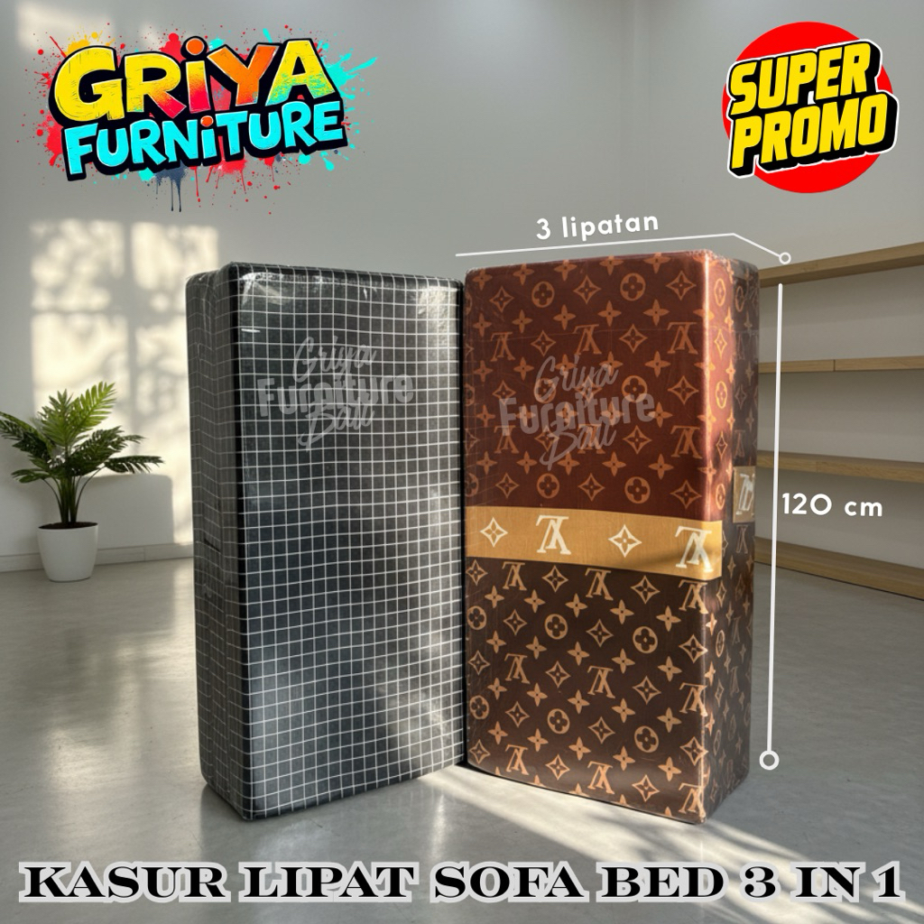 Kasur lipat 3 busa spon tebal 10 cm