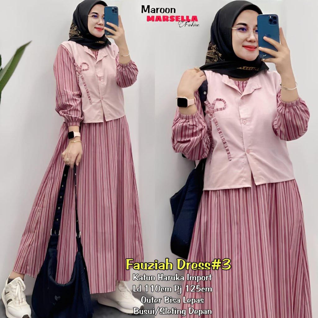 Fauziah Zaifa Ohana Midi Dress By Marsella / BELLA NABELA ZAWIYA MIDI DRESS SET OUTER ROMPI ORI BY S