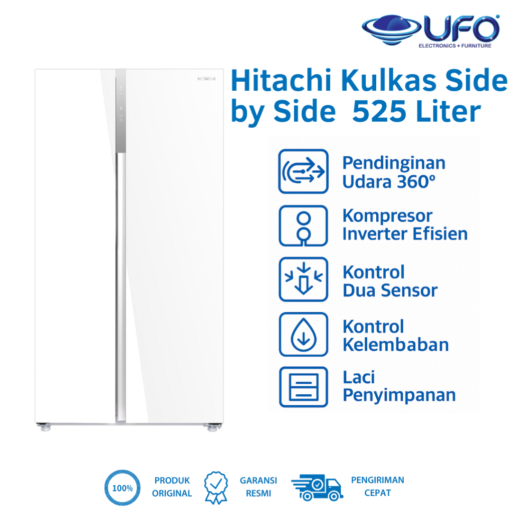 Hitachi Kulkas Side by Side 525 Liter Inverter HRSN9552DGWID
