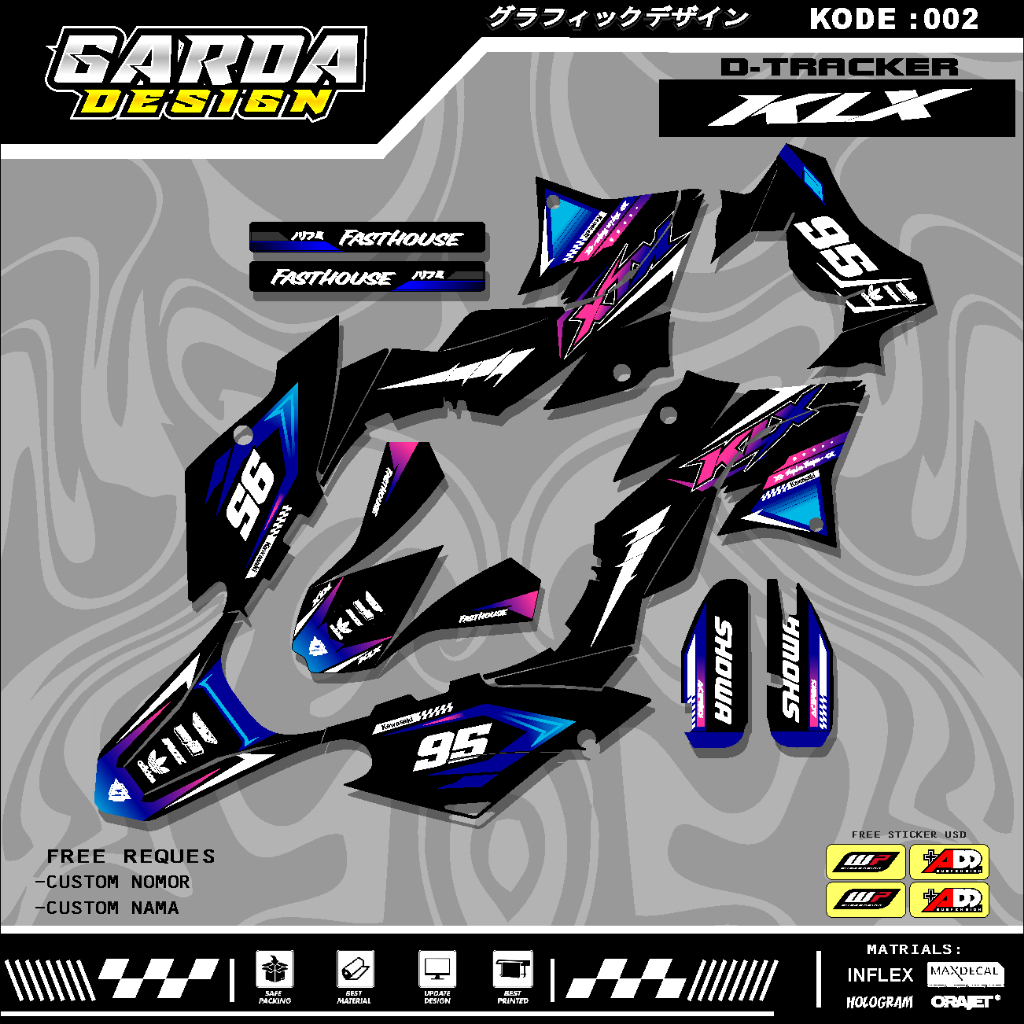(COD) DECAL KLX D TRACKER SUPER GLOSSY FULL BODY - DEKAL STICKER MOTOR KAWASAKI KLX D TRACKER FULLBO
