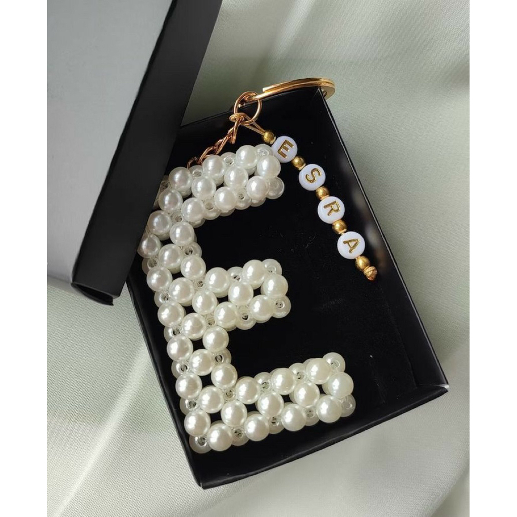 Gantungan Manik Huruf, Gantungan Kunci, Gantungan Hp, Gantungan Tas, Manik-Manik, Manik Mutiara