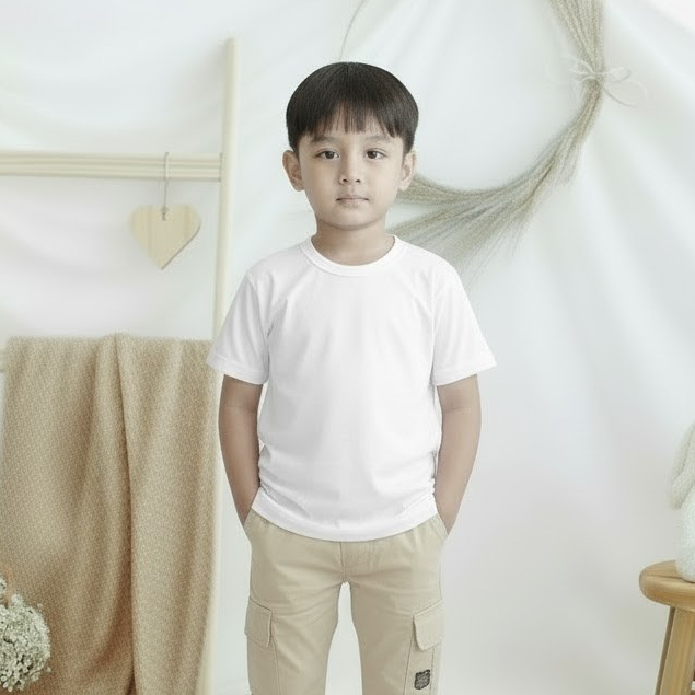 Kaos Putih Polos Anak Umur 1-14 Tahun Baju Bahan Katun Premium