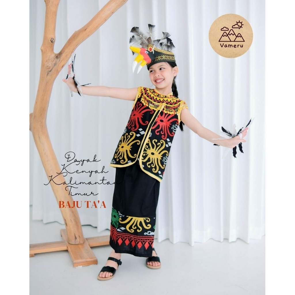 VAMERU - BAJU ADAT DAYAK KENYAH TARI ANAK KALIMANTAN