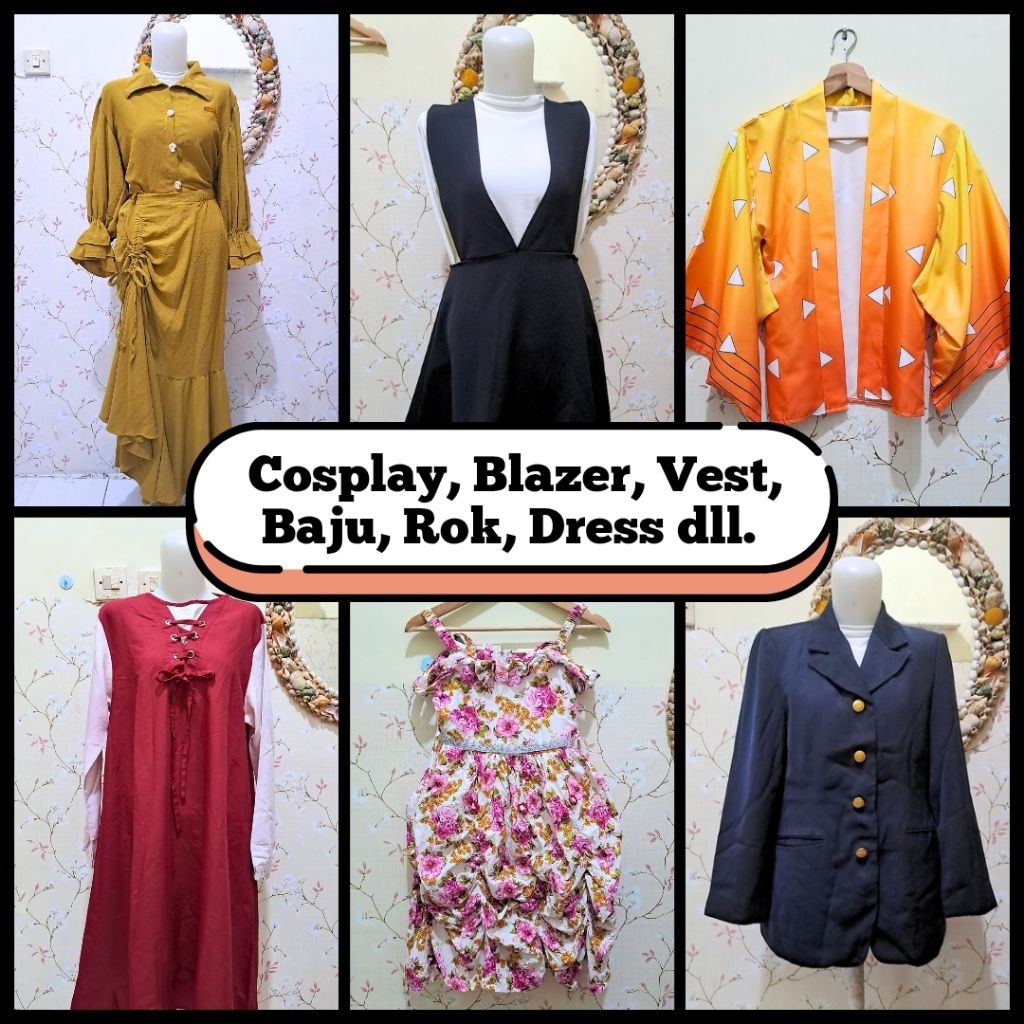 [WTS Part 2] Preloved Baju gaun flower dress anak perempuan kostum princess pink vest rompi long out