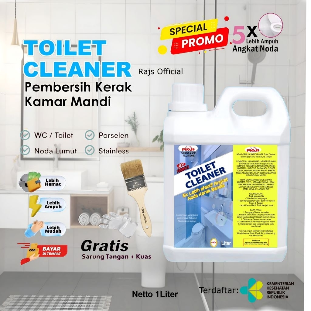 RAJS Toilet Cleaner pembersih kerak kamar mandi kloset alat dapur anti bakteri 1 liter