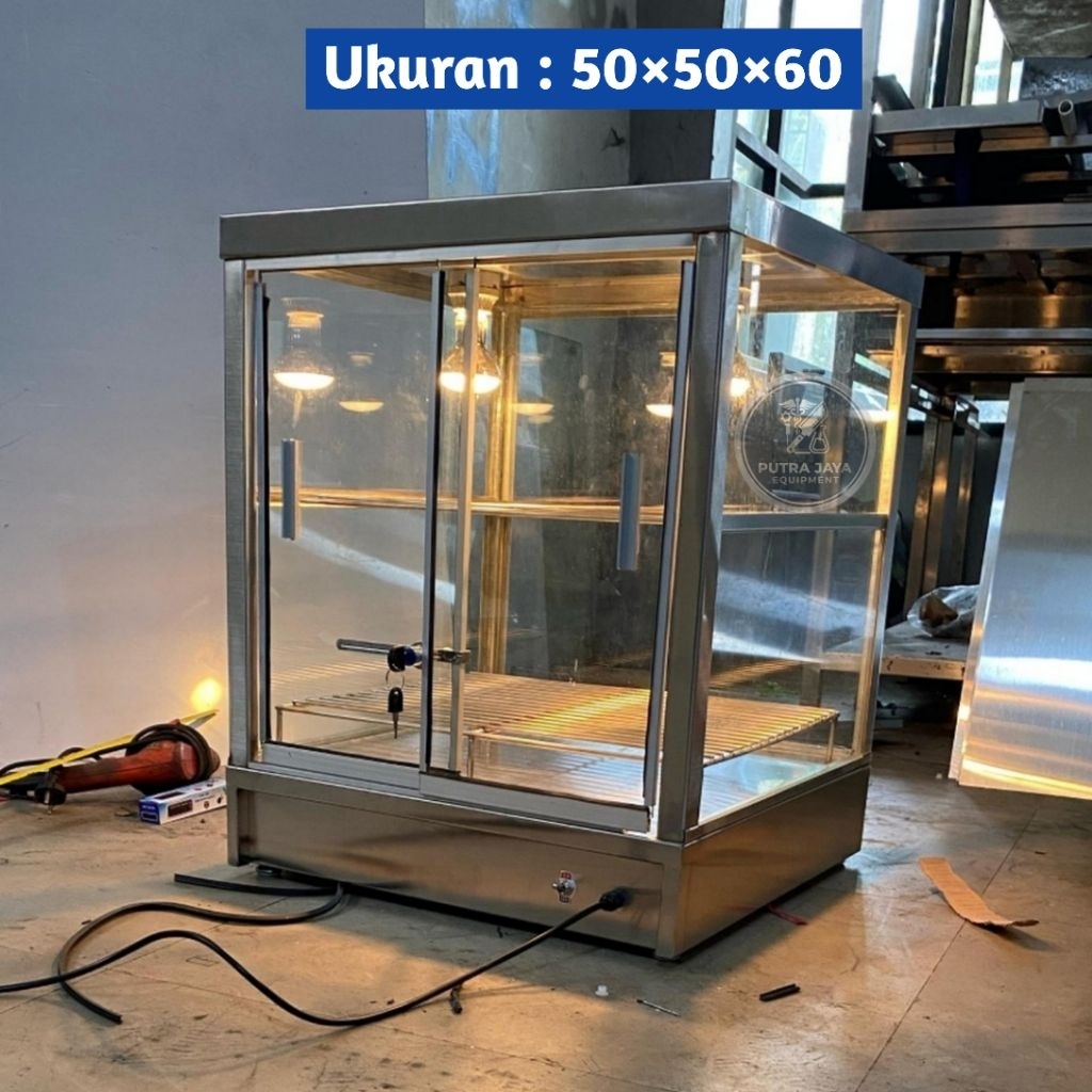 Food warmer display fried chicken 50×50×60 / showcase fried chicken display / warmer food display