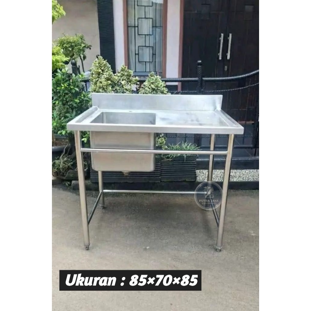 Meja wastafel single sink stainless dapur restoran , mbg , dll / wastafel dapur resto / wastafel 1 l