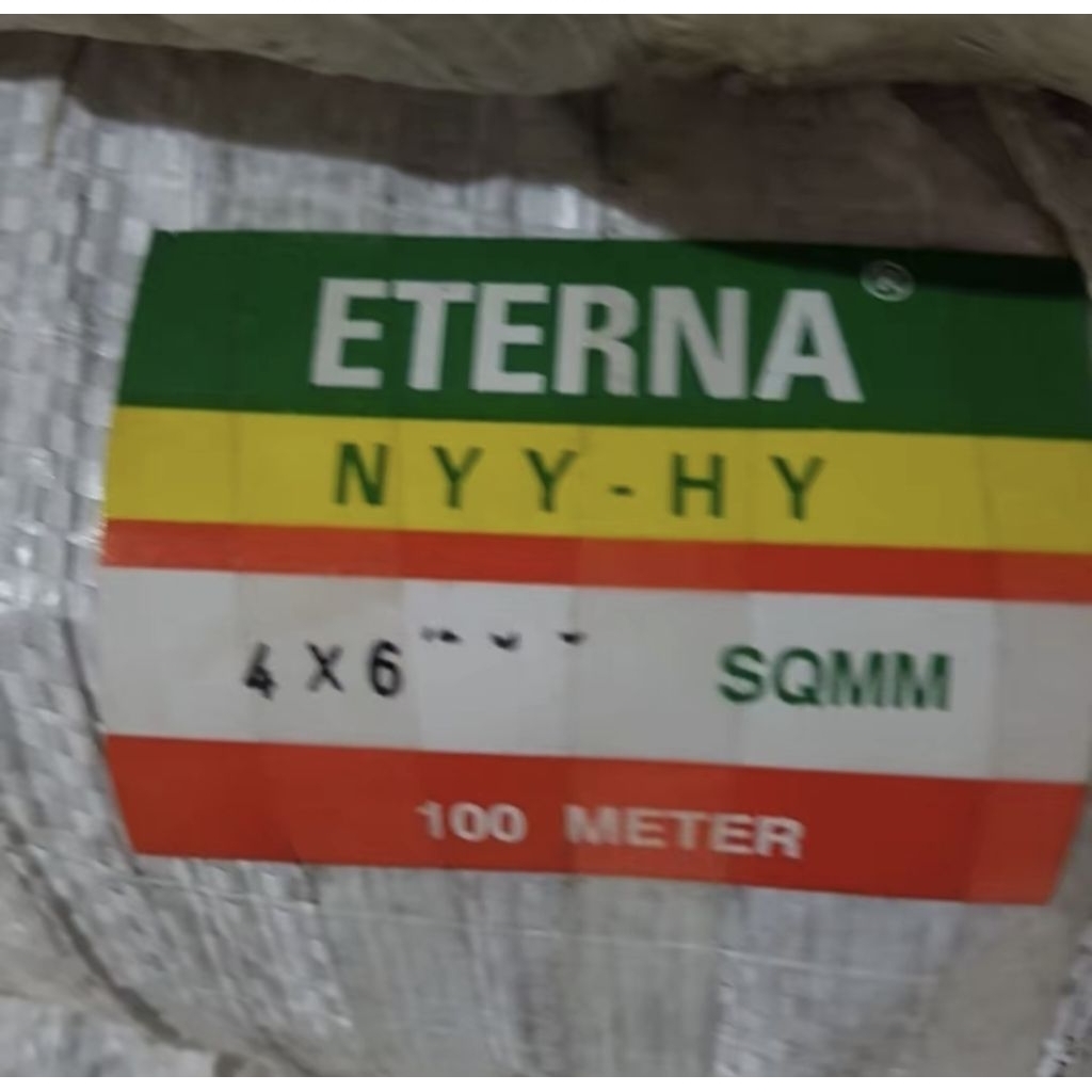 Kabel Listrik NYYHY 4 x 6 mm2 ETERNA NYYHY 4x6 mm 1 Roll 50 Meter / 100 Meter Hitam Pvc Serabut Temb