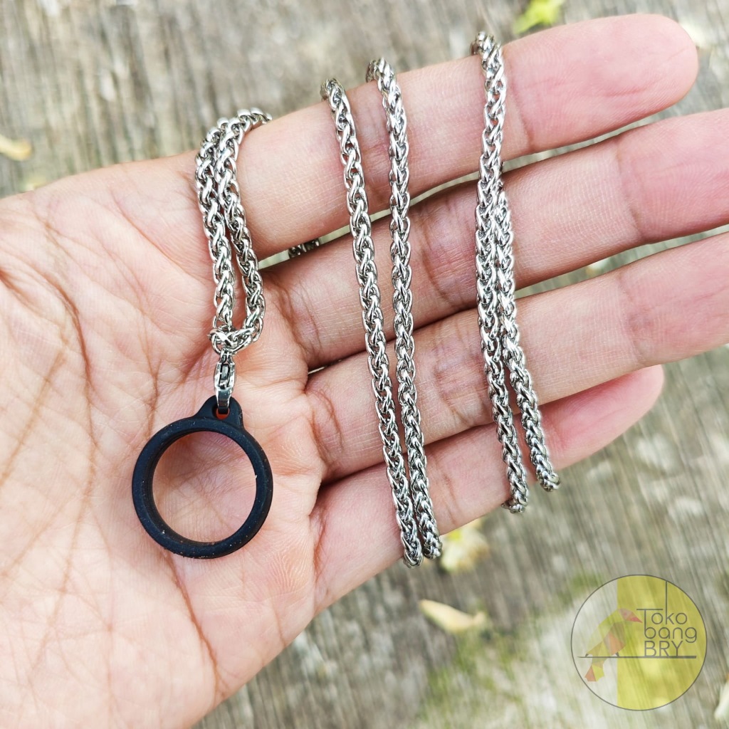 Kalung Lanyard Rantai Stainless Steel Chain plus O-Ring Karet - Tali Kalung Rantai