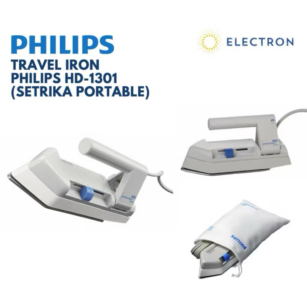 PHILIPS Setrika Travel Mini  Iron HD 1301 / 38 - HD1301 seterika philips travel Haji Luar negeri bac