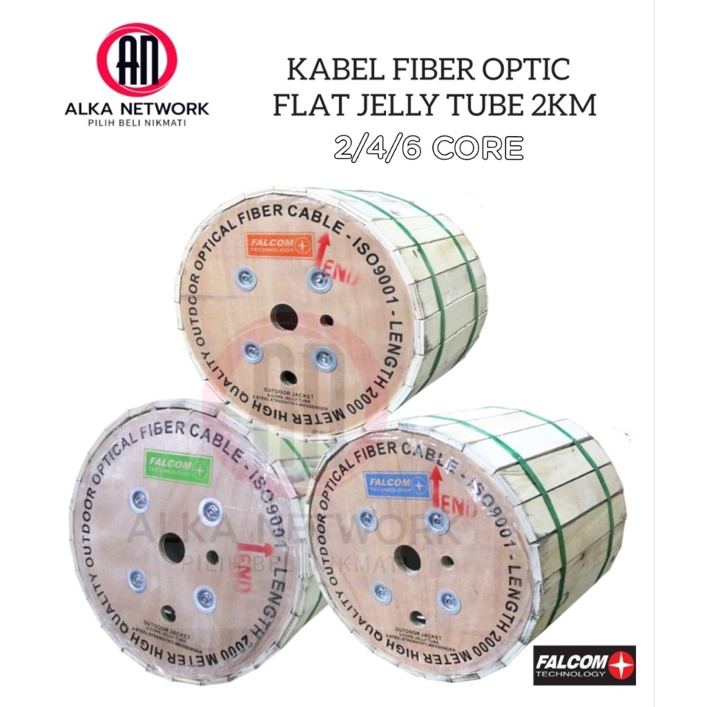 Kabel fiber optik 6 core flat  jelly tube 2000m
