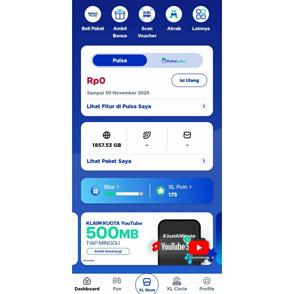 Kartu kuota XL 1,8TB/1800GB