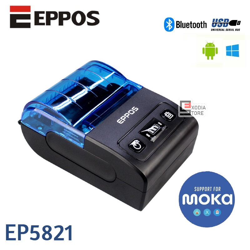 Mini Portable Thermal Printer Bluetooth Baterai Rechargeable EPPOS EP5821 PPOB / Kasir 58mm | Suppor