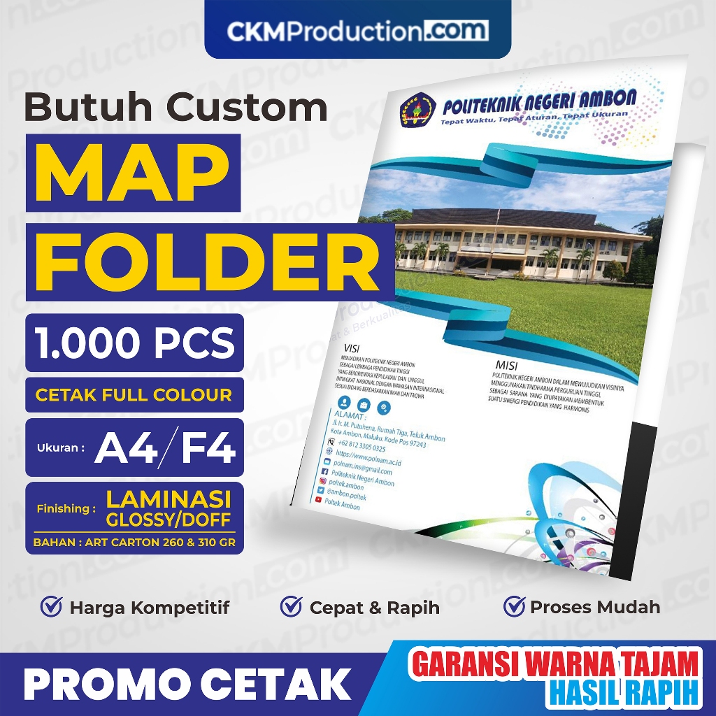 MAP HOLDER SEKOLAH DAN PERUSAHAAN F4 CUSTOM DESAIN FULLCOLOUR 1000 pcs