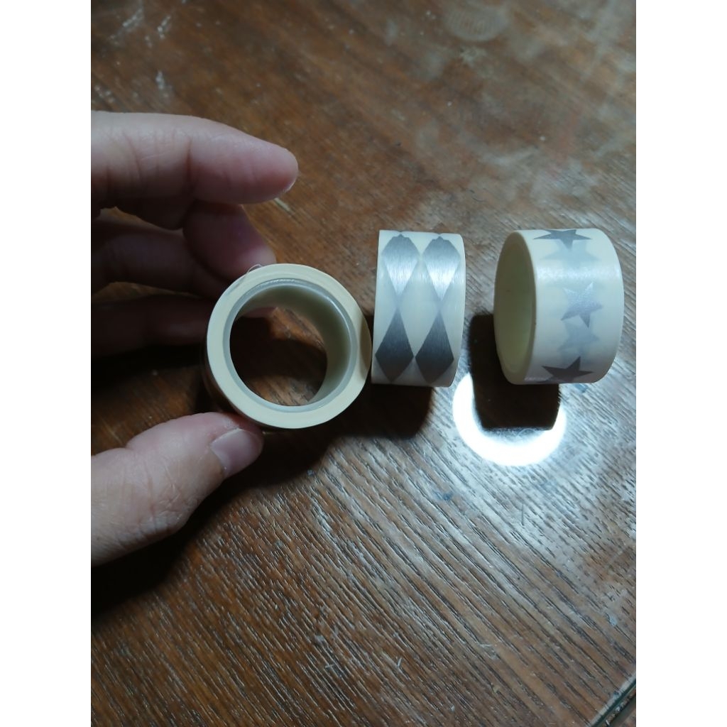 Selotip motif bintang silver lupis gold 1set 3pc washi tape dekorasi isolasi vintage natal