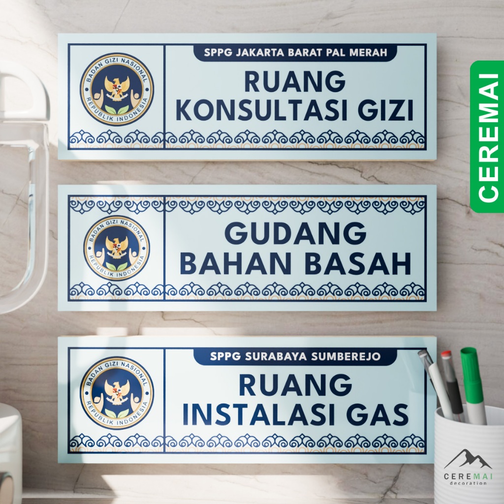 PAPAN RUANG DAPUR MBG CUSTOM NAMA SPPG  - MAKANAN BERGIZI GRATIS BADAN GIZI NASIONAL