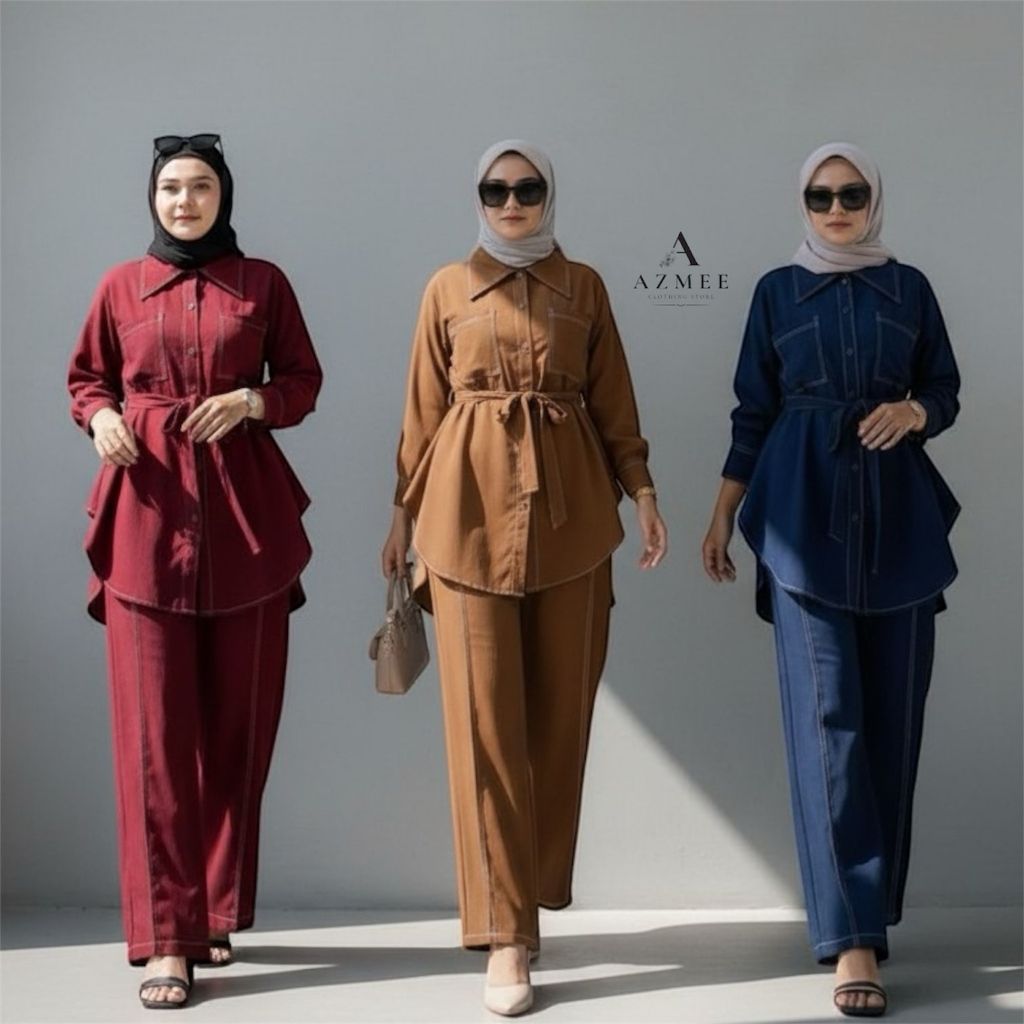 One Set Setelan Wanita Bahan Crinkle Airflow Premium Ld 100-120cm Kekinian Premium Terbaru