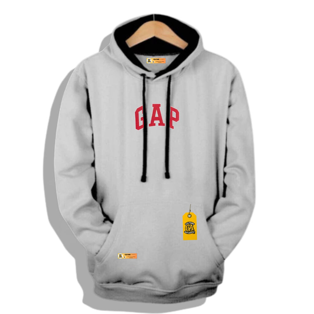 New Culture Hoodie Unisex Pria Wanita Motif GAP Warna Abu Misty Produk Kekinian Bahan Lembut Katun F