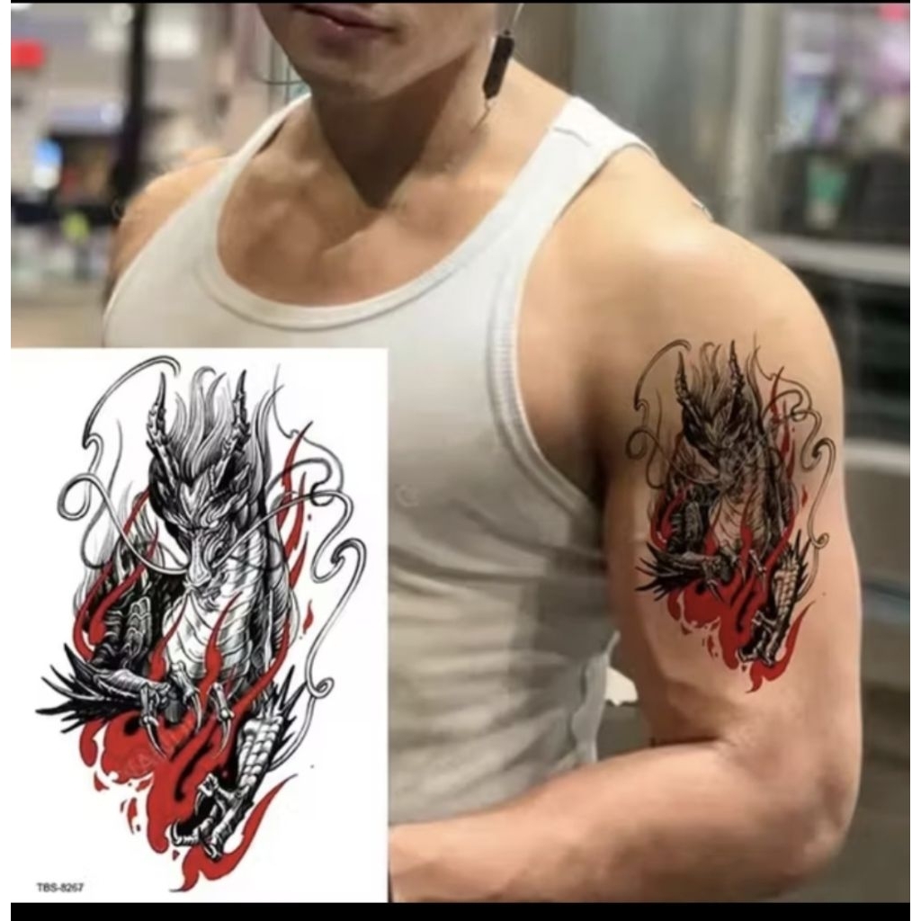 [COD] Tatto Temporary NAGA API Sembur Size 14x19 | Tatto Tempel Atau Sticker Tatto Tahan Air Anti Ai