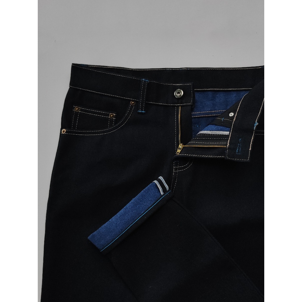ONE OCEAN DENIM jeans acent SELVEDGE     [BIG SIZE ]    weft line blue VILLAGE FLOWERS x PRO indigo
