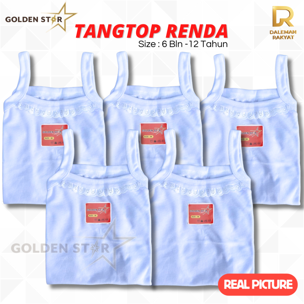 6 Pcs Kaos Tank Top Anak Perempuan Putih Polos | Grosir Singlet Anak Perempuan | Kaos Dalam Anak Per
