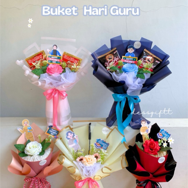 Buket Hari Guru Murah Kado Hadiah Wisuda Bouquet Bunga Pulpen Kopi Custom - dessgiftt

